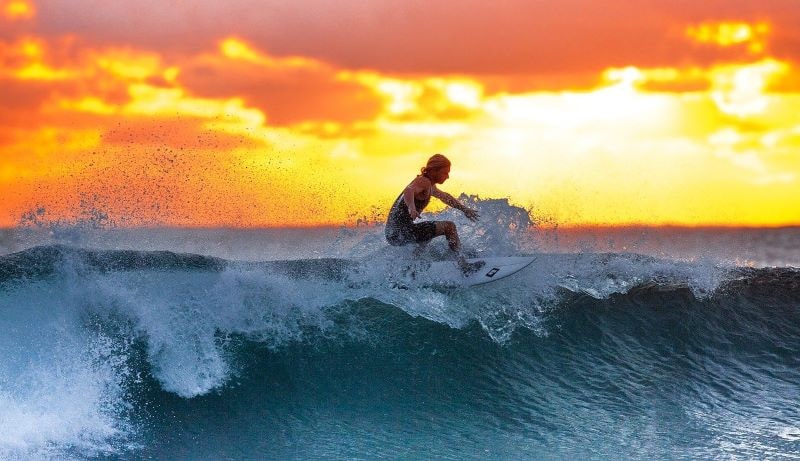 Surfer at sunset