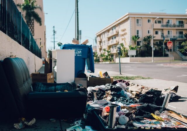 junk outside a property area in Los Angeles